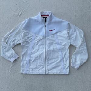 Nike Sportswear Jacket Men's Size M White Full Zip Windrunner Track Long Sleeve